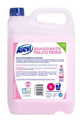 Suavizante Talco Rosa. Asevi Profesional 5L