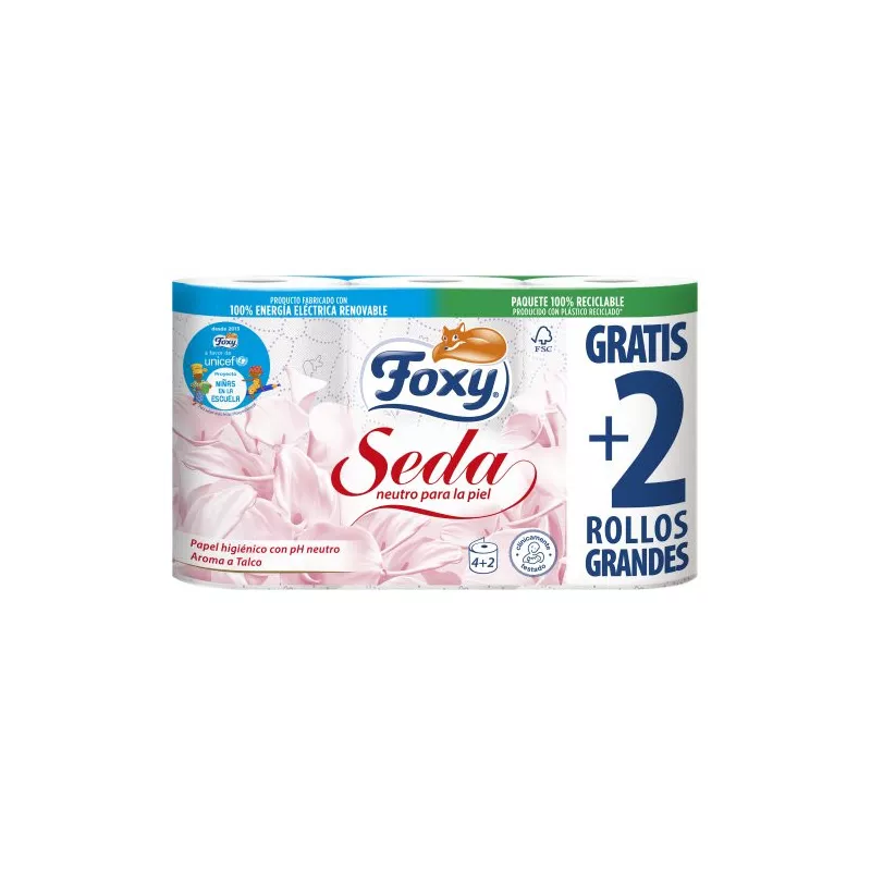 Papel Higiénico Foxy Seda con 3 Capas y 4+2 Rollos